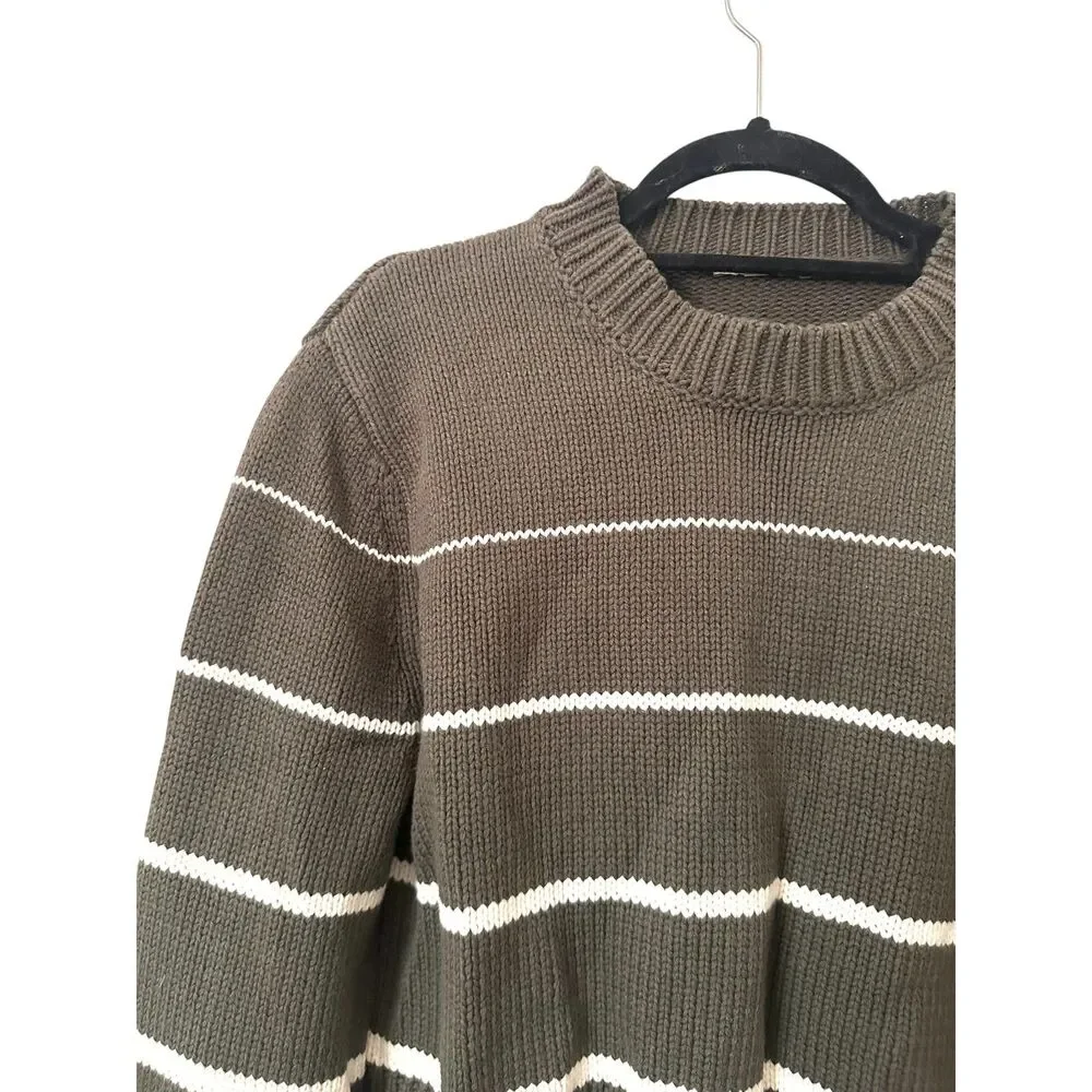 Z SUPPLY Milan‎ Striped Crewneck Sweater Green Large